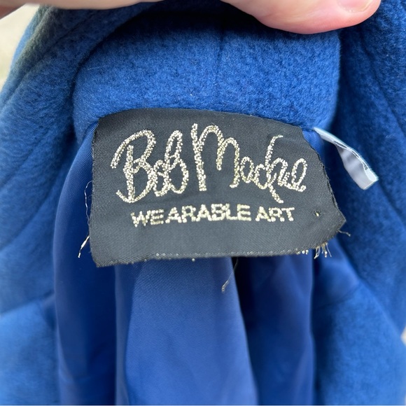 Vintage Bob Mackie Wearable Art Fleece Jacket 3X Royal Blue Floral Embroidered - Picture 3 of 14